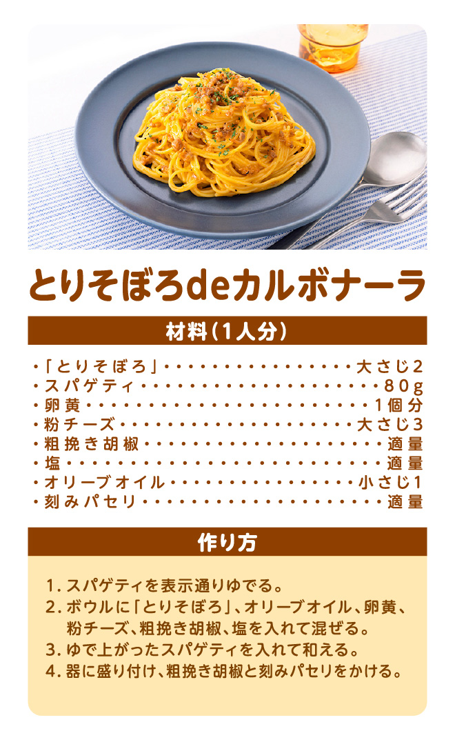 とりそぼろdeカルボナーラ