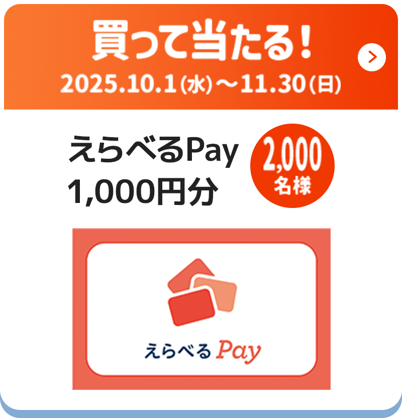 買って当たる！2025.10.1（水）〜11.30（日）えらべるPay1,000円分2,000名様