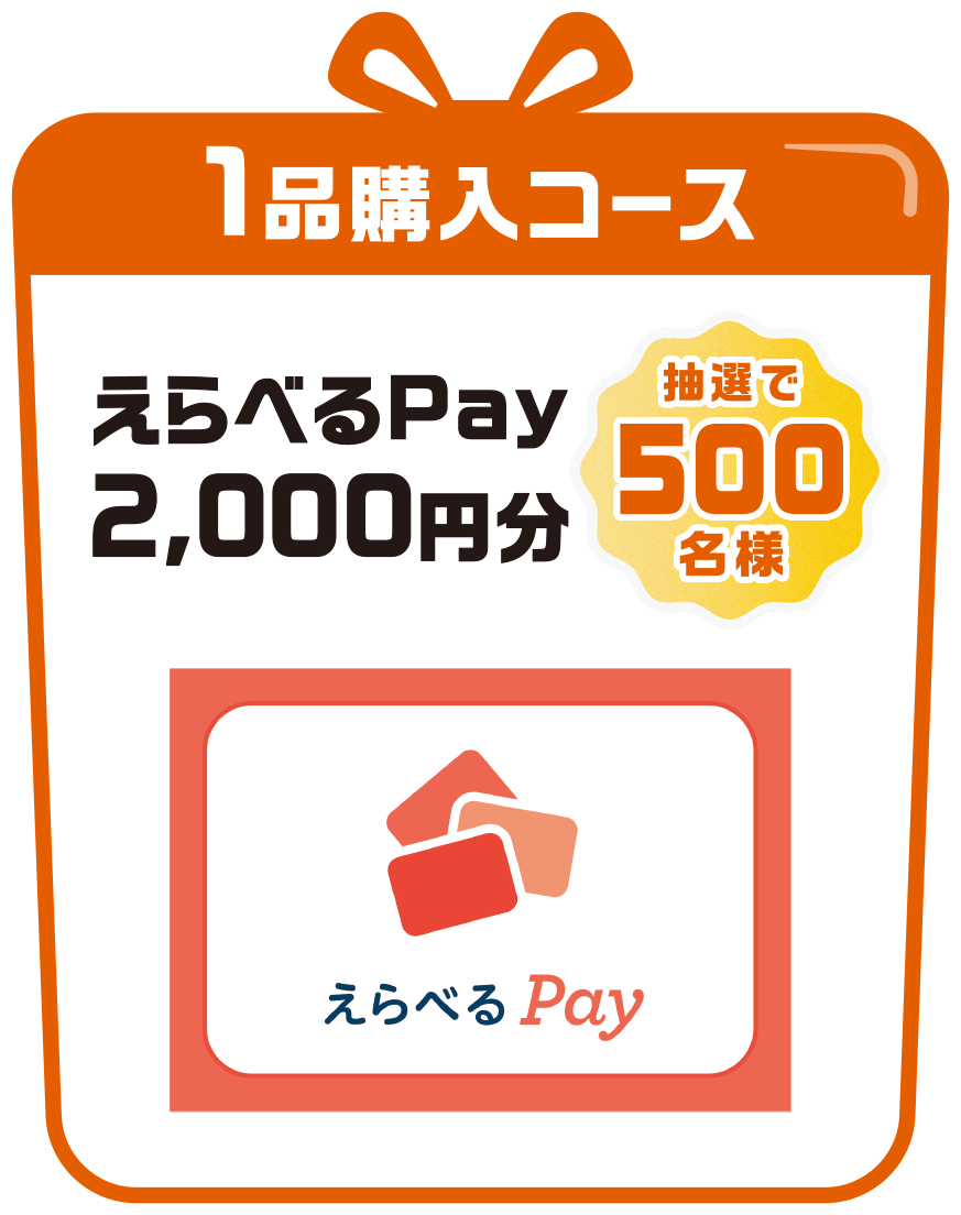 1品購入コース えらべるPay 2,000円分 抽選で500名様 えらべるPay