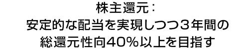 目標配当性向：2024年度までに30%以上