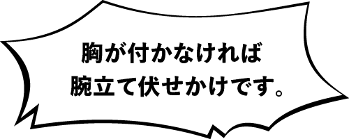 胸が付かなければ腕立て伏せかけです。