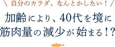 自分のカラダ、なんとかしたい！加齢により、40代を境に筋肉量の現象が始まる!?