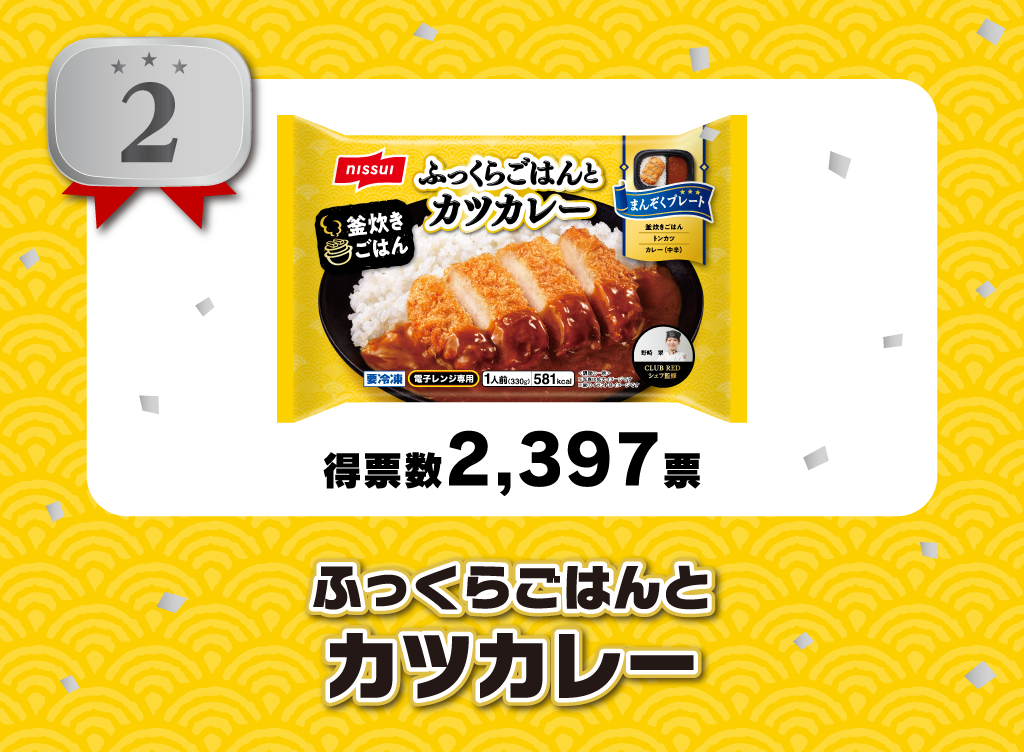 2位 得票数2,397票 ふっくらごはんとカツカレー