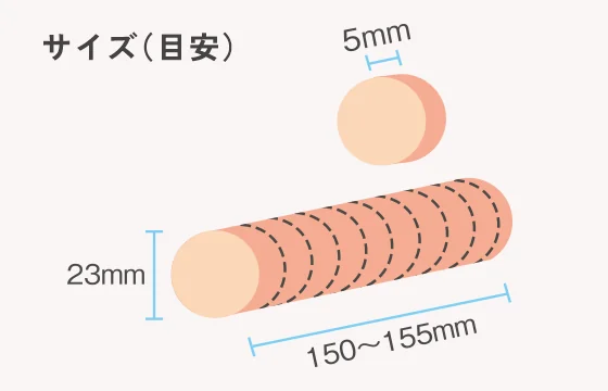 5mmスライスタイプのサイズ目安 23mm×150〜155mm 厚さ5mm