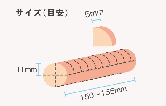 プチカットタイプのサイズ目安 11mm×150〜155mm 厚さ5mm