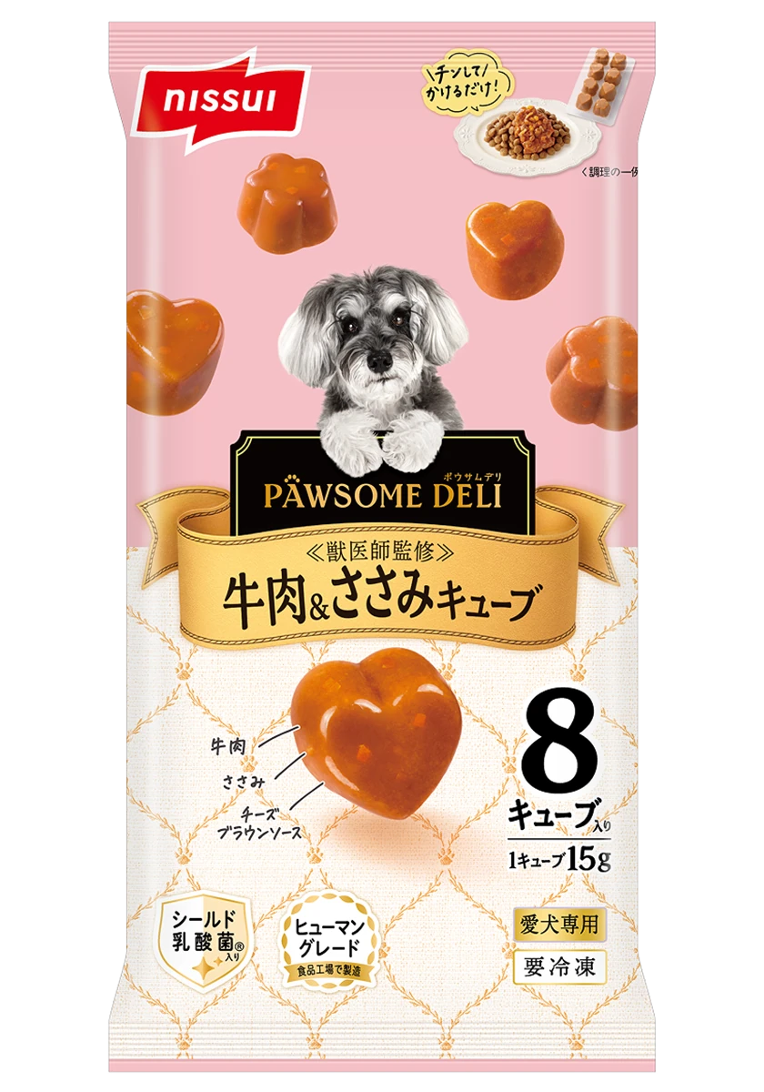 PAWSOME DELI 牛肉＆ささみキューブ のパッケージ写真