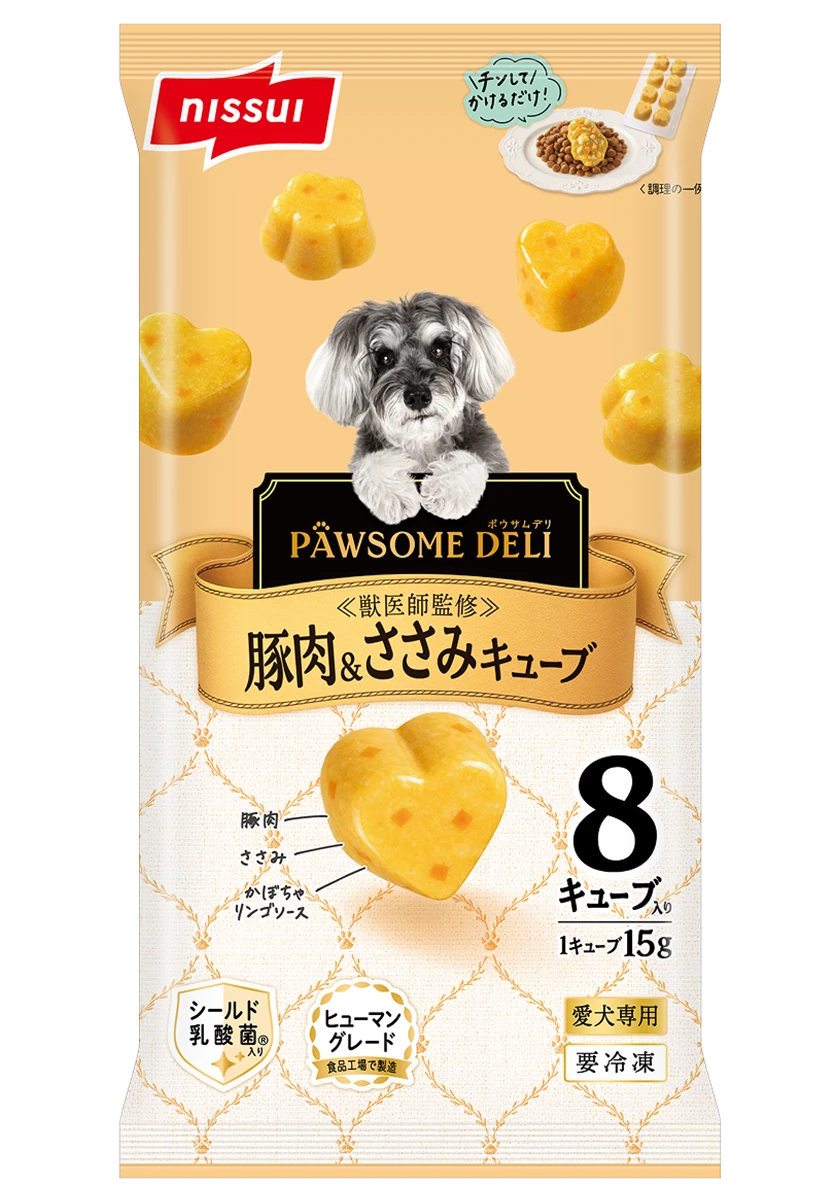 PAWSOME DELI 豚肉＆ささみキューブ のパッケージ写真