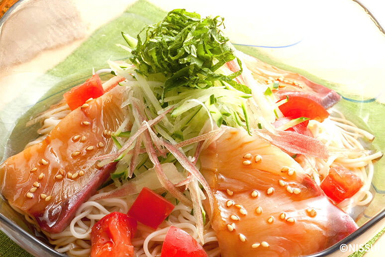 【写真】ぶりと香味野菜のぶっかけそうめん