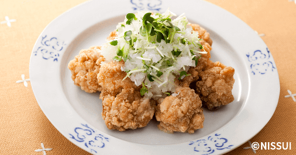 若鶏の竜田揚げのみぞれポン酢かけ | レシピ | ニッスイ