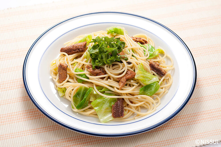 【写真】さんま蒲焼の和風スパゲッティ