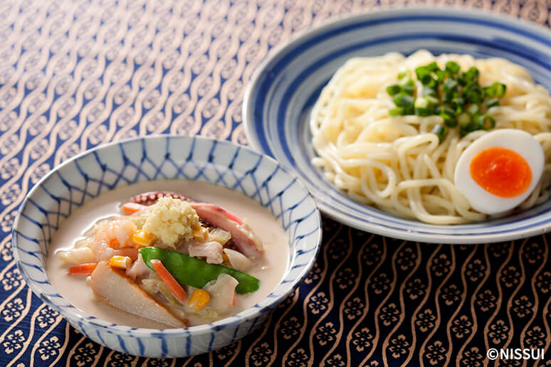 ちゃんぽんの豆乳しょうがつけ麺 レシピ ニッスイ ちゃんぽんの豆乳しょうがつけ麺 レシピ ニッスイ