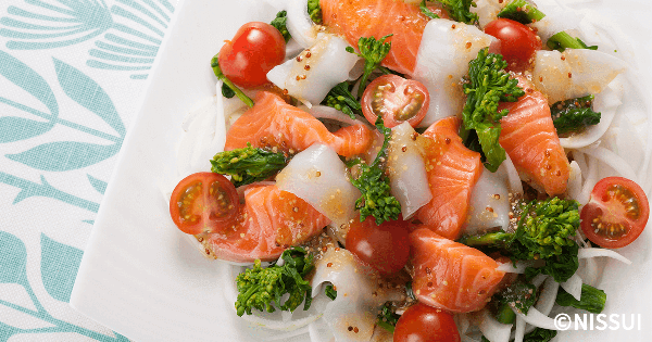 いかとサーモンの菜の花サラダ レシピ ニッスイ
