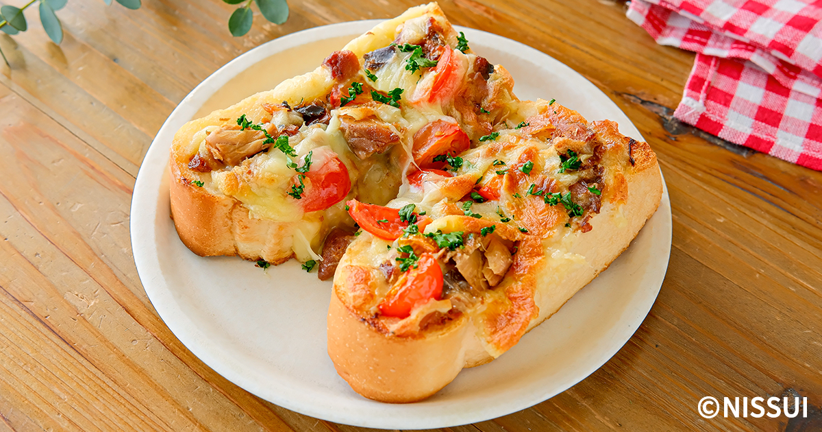 チトースト2点 さばみそ煮のチーズマヨトースト | レシピ | ニッスイ