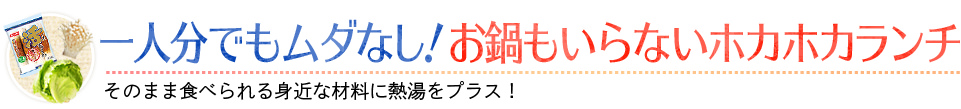 一人分でもムダなし！お鍋もいらないホカホカランチ