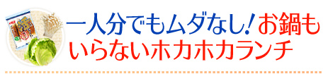 一人分でもムダなし！お鍋もいらないホカホカランチ