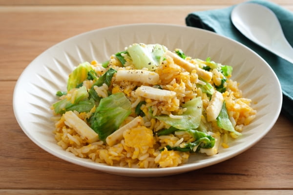 いかのガーリックレタスチャーハン