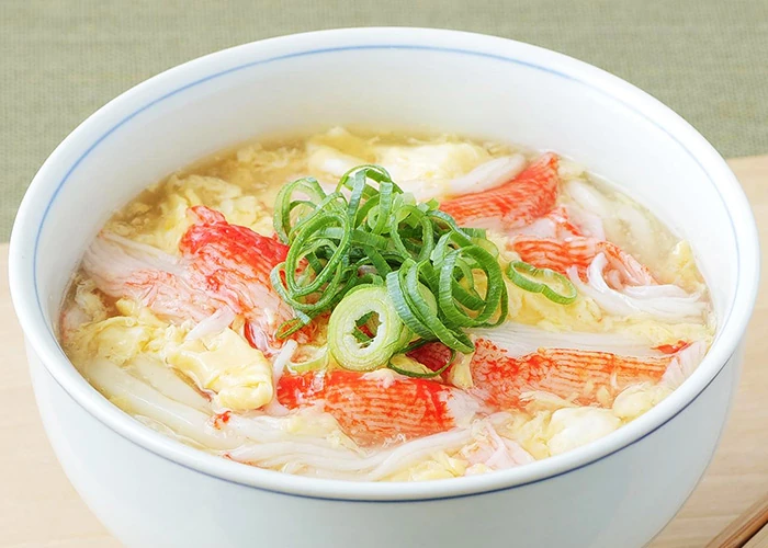 海からサラダフレークのかに玉あんかけうどん